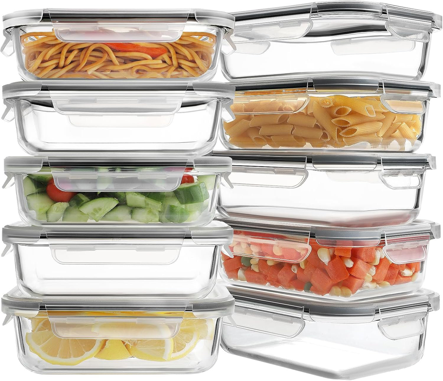 Glass Meal Prep Containers, [10 Pack] Glass Food Storage good Containers with Lids